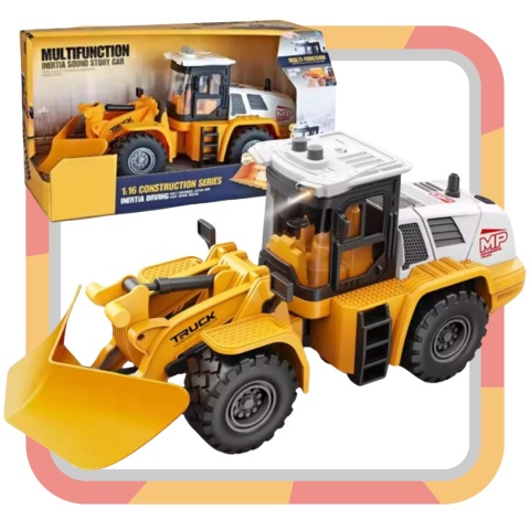 Żółty Pług Śnieżny Efekty Świetlne Ruchome Ramię Traktor Odśnieżarka 1:16 Żółty Pług Śnieżny Efekty Świetlne Ruchome Ramię Traktor Odśnieżarka 1:16