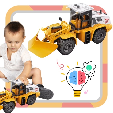 Żółty Pług Śnieżny Efekty Świetlne Ruchome Ramię Traktor Odśnieżarka 1:16 Żółty Pług Śnieżny Efekty Świetlne Ruchome Ramię Traktor Odśnieżarka 1:16