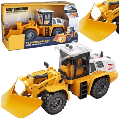 Żółty Pług Śnieżny Efekty Świetlne Ruchome Ramię Traktor Odśnieżarka 1:16 Żółty Pług Śnieżny Efekty Świetlne Ruchome Ramię Traktor Odśnieżarka 1:16