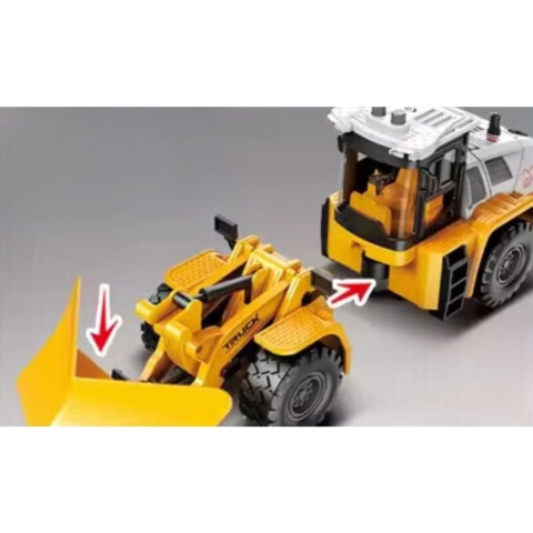 Żółty Pług Śnieżny Efekty Świetlne Ruchome Ramię Traktor Odśnieżarka 1:16 Żółty Pług Śnieżny Efekty Świetlne Ruchome Ramię Traktor Odśnieżarka 1:16