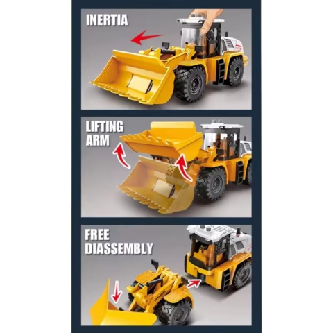 Żółty Pług Śnieżny Efekty Świetlne Ruchome Ramię Traktor Odśnieżarka 1:16 Żółty Pług Śnieżny Efekty Świetlne Ruchome Ramię Traktor Odśnieżarka 1:16