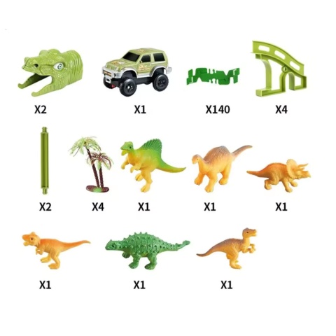 Duży Zestaw Tor Wyścigowy Dinozaury Przeszkód Autko Figurki Klocki 140El Duży Zestaw Tor Wyścigowy Dinozaury Przeszkód Autko Figurki Klocki 140El