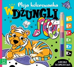 Edukacyjna kolorowanka W dżungli z kredką segmentową dla przedszkolaków