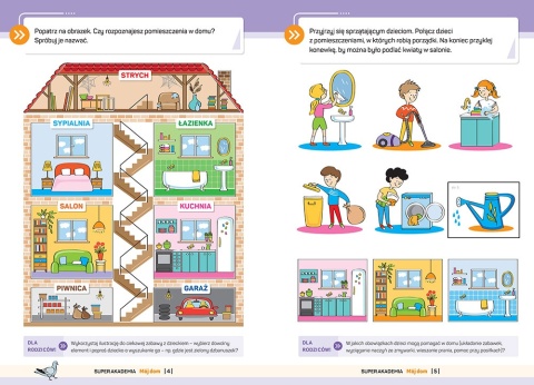 Super Akademia Mój dom edukacyjna książeczka dla przedszkolaka 4+ naklejki Super Akademia Mój dom edukacyjna książeczka dla przedszkolaka 4+ naklejki