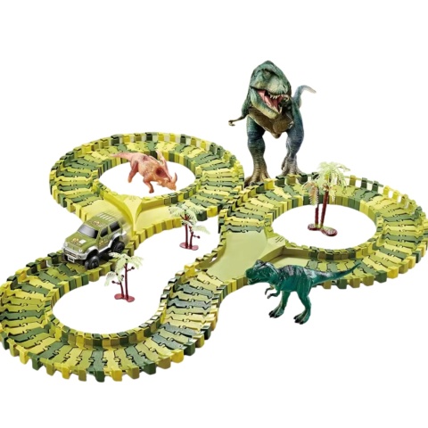 Tor Wyścigowy Dinozaury Zestaw Park Przeszkód Autko Figurki Klocki 120El Tor Wyścigowy Dinozaury Zestaw Park Przeszkód Autko Figurki Klocki 120El
