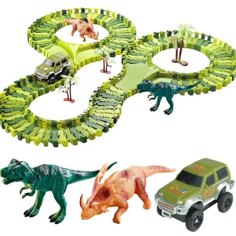 Tor Wyścigowy Dinozaury Zestaw Park Przeszkód Autko Figurki Klocki 120El Tor Wyścigowy Dinozaury Zestaw Park Przeszkód Autko Figurki Klocki 120El