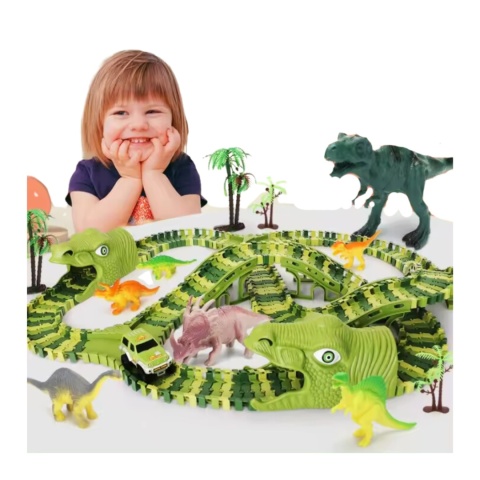 Tor Wyścigowy Dinozaury Zestaw Park Przeszkód Autko Figurki Klocki 120El Tor Wyścigowy Dinozaury Zestaw Park Przeszkód Autko Figurki Klocki 120El