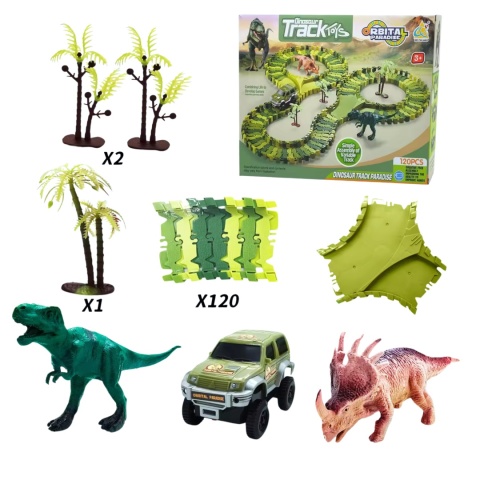 Tor Wyścigowy Dinozaury Zestaw Park Przeszkód Autko Figurki Klocki 120El Tor Wyścigowy Dinozaury Zestaw Park Przeszkód Autko Figurki Klocki 120El