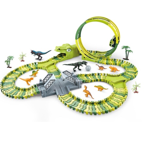 Tor Wyścigowy Dinozaury Zestaw Park Przeszkód Autko Pętla Klocki 159El Tor Wyścigowy Dinozaury Zestaw Park Przeszkód Autko Pętla Klocki 159El