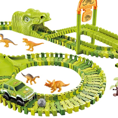 Zestaw Tor Wyścigowy Dinozaury Park Przeszkód Autko Figurki Klocki 168El Zestaw Tor Wyścigowy Dinozaury Park Przeszkód Autko Figurki Klocki 168El