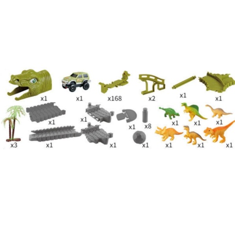 Zestaw Tor Wyścigowy Dinozaury Park Przeszkód Autko Figurki Klocki 168El Zestaw Tor Wyścigowy Dinozaury Park Przeszkód Autko Figurki Klocki 168El