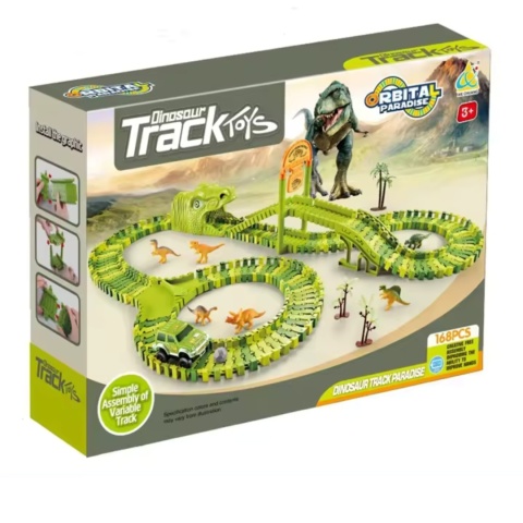 Zestaw Tor Wyścigowy Dinozaury Park Przeszkód Autko Figurki Klocki 168El Zestaw Tor Wyścigowy Dinozaury Park Przeszkód Autko Figurki Klocki 168El