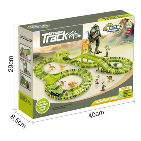 Zestaw Tor Wyścigowy Dinozaury Park Przeszkód Autko Figurki Klocki 168El Zestaw Tor Wyścigowy Dinozaury Park Przeszkód Autko Figurki Klocki 168El