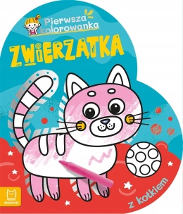 Zwierzątka Pierwsza kolorowanka z kotkiem Aksjomat z grubym obrysem 4-6 lat