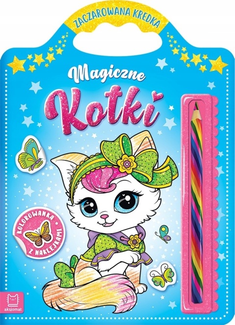 Kolorowanka Kotki dla dzieci naklejki i magiczna kredka tęczowa Malowanka Kolorowanka Kotki dla dzieci naklejki i magiczna kredka tęczowa Malowanka