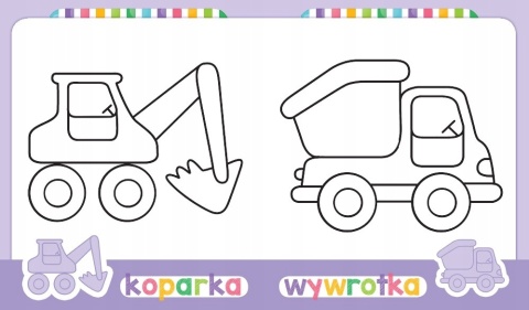 Kolorowanka z grubym obrysem dla dzieci Pojazdy z naklejkami Malowanka Kolorowanka z grubym obrysem dla dzieci Pojazdy z naklejkami Malowanka