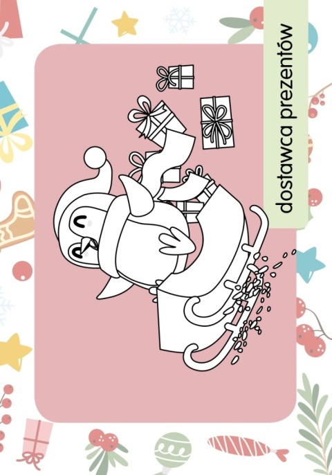 Kolorowanka z tatuażami Magia świąt świąteczna malowanka dla dzieci Skrzat