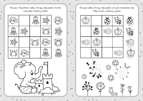 Moje łamigłówki książeczka z zagadkami i sudoku dla dzieci Edukacyjna