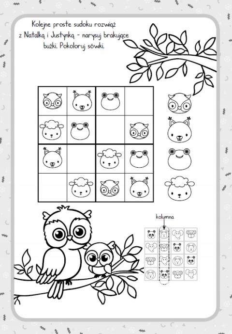Moje sudoku książeczka dla dzieci edukacyjna ze zwierzątkami dla malucha