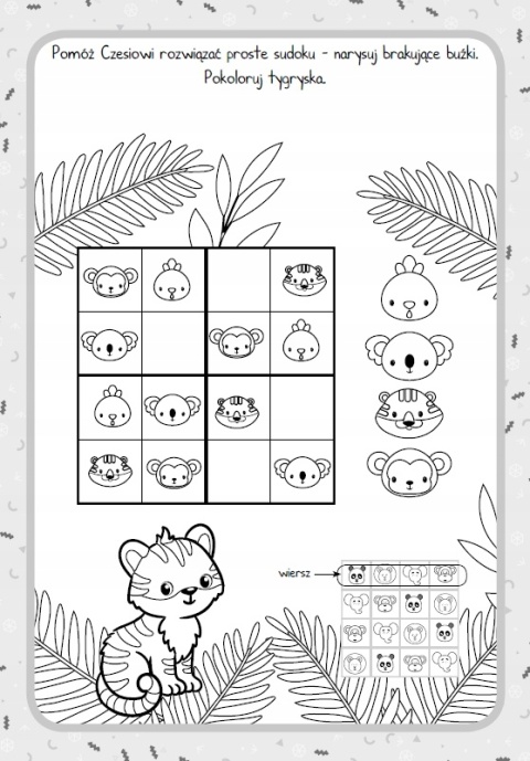 Moje sudoku książeczka dla dzieci edukacyjna ze zwierzątkami dla malucha