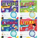 Nauka pisania dla dzieci zestaw 4 książeczek z rowkami Cyferki Literki