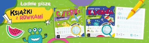Nauka pisania dla dzieci zestaw 4 książeczek z rowkami Cyferki Literki Nauka pisania dla dzieci zestaw 4 książeczek z rowkami Cyferki Literki