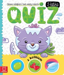 Quiz 2-latka z kotkiem Książeczka edukacyjna z naklejkami Aksjomat