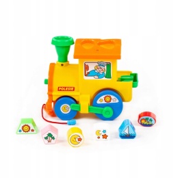 Sorter kształtów Edukacyjna Lokomotywa dla dzieci + klocki i naklejki