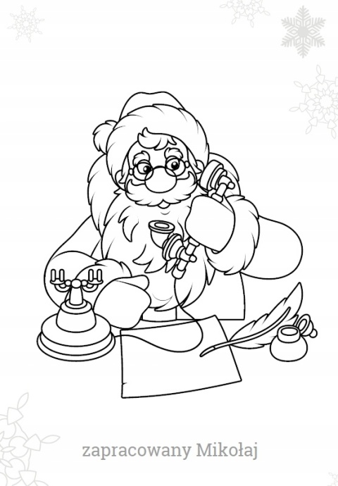 Świąteczna kolorowanka Mikołaj Malowanka dla dzieci na prezent Skrzat