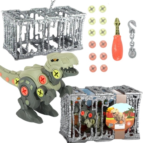 ZESTAW DINOZAUR DO SKRĘCANIA TYRANOZAUR ŚRUBOKRĘT KLATKA DO ZAWIESZENIA ZESTAW DINOZAUR DO SKRĘCANIA TYRANOZAUR ŚRUBOKRĘT KLATKA DO ZAWIESZENIA