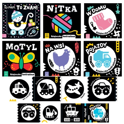 Zestaw 6 książeczek kontrastowych dla niemowląt rozwój wzroku