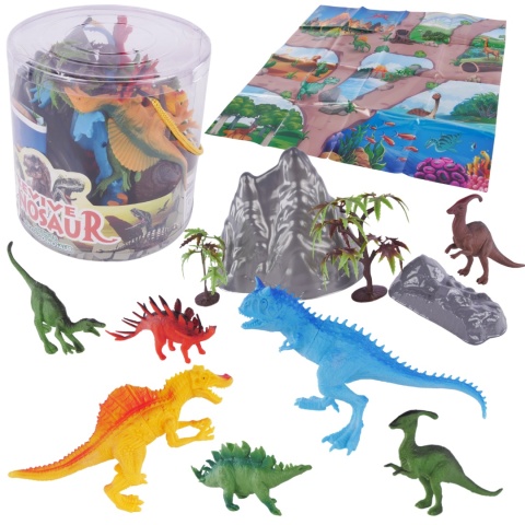 Zestaw Dinozaurów Figurki Mata Z Krajobrazem Pojemnik Z Uchwytem Zestaw Dinozaurów Figurki Mata Z Krajobrazem Pojemnik Z Uchwytem